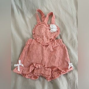 Little Girl Heart Overall Lace Shorts - 12-18 Mos
